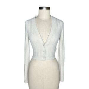 WILFRED FREE Plunge V-Neck‎ Brushed Fleece Button Down Ribbed Cardigan Size XS